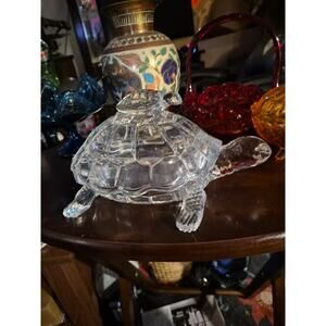 Large Shannon 24% Lead Crystal Large Covered Turtle Candy Dish Jewelry Box